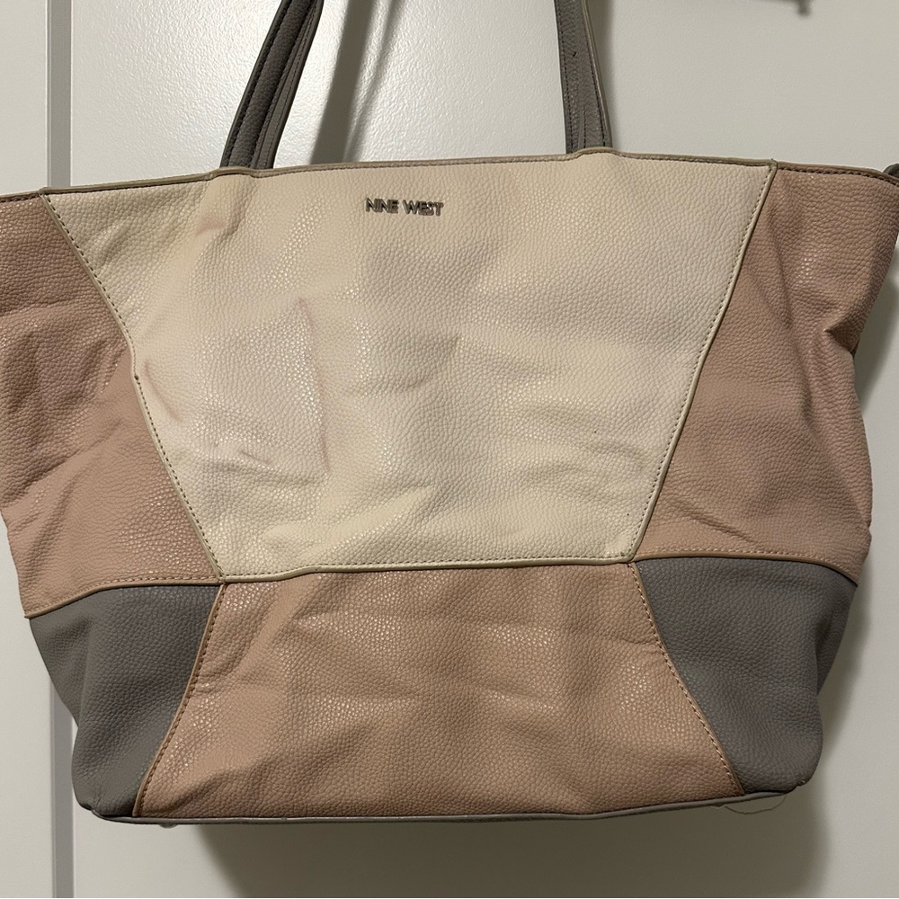 Nine West Cream and Tan Tote Bag